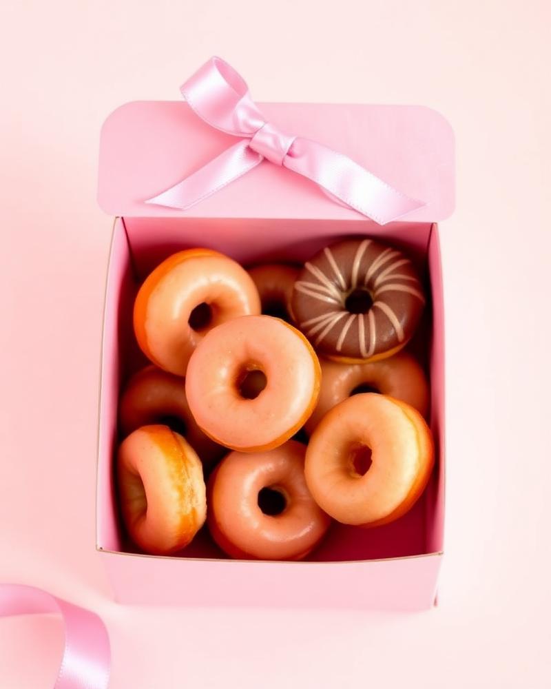Caja rosada con mini donas surtidas