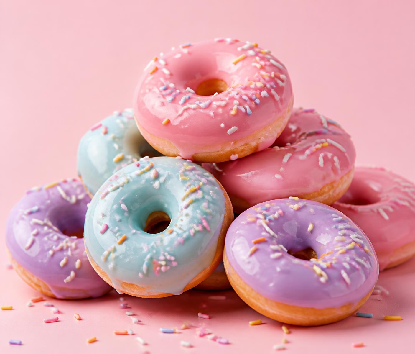 Mini donas artesanales con glaseado pastel y confites